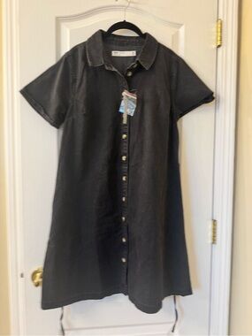 ASOS Denim Black Button Front Shirt Dress NWT Size US 10